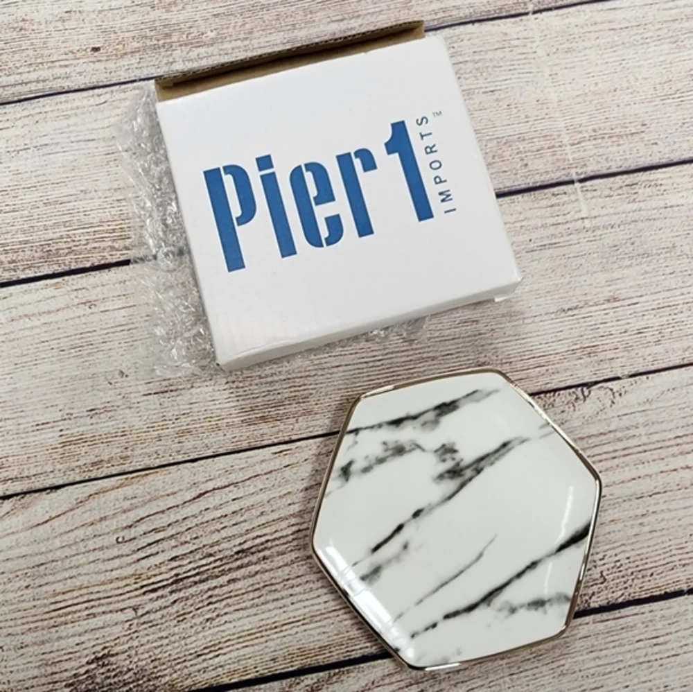 Pier 1 Black‎ & White Marble Porcelain Trinket Dish Tray